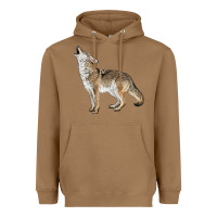 Toasted Coconut Howling Coyote Heavyweight Hoodie - LillyAllenDesigns