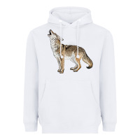 White Howling Coyote Heavyweight Hoodie - LillyAllenDesigns