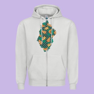 Christmas Gingerbread Cookies Patch Zipper Hoodie Designed By Bundleandbundleshop