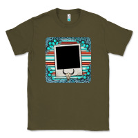 Army Green gemstone turquoise serape custom photo frame coaster Classic Tee - BarkalooDesign