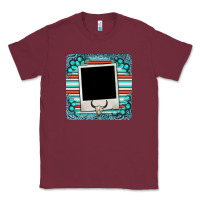 Burgundy gemstone turquoise serape custom photo frame coaster Classic Tee - BarkalooDesign