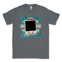 Charcoal Heather gemstone turquoise serape custom photo frame coaster Classic Tee - BarkalooDesign