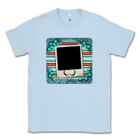 Dusty Blue gemstone turquoise serape custom photo frame coaster Classic Tee - BarkalooDesign