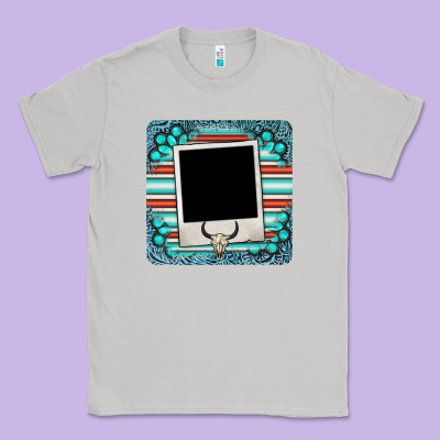 Gemstone Turquoise Serape Custom Photo Frame Coaster Classic Tee Designed By Barkaloodesign
