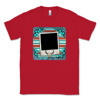 Red gemstone turquoise serape custom photo frame coaster Classic Tee - BarkalooDesign