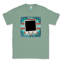 Sage gemstone turquoise serape custom photo frame coaster Classic Tee - BarkalooDesign