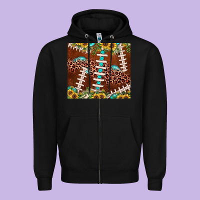 Football Leopard Gemstone Sunflower Zipper Hoodie Designed By Jahusdesignshop