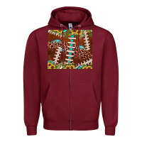 Burgundy football leopard gemstone sunflower Zipper Hoodie - JahusDesignShop