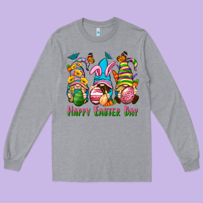 Happy Easter Day Gnomies Long Sleeve Tee Designed By Neo Western