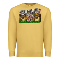 Antique Gold Western Mom With Spotted Pig And Baby Pig Premium Sweatshirt - LillyAllenDesigns