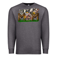 Charcoal Heather Western Mom With Spotted Pig And Baby Pig Premium Sweatshirt - LillyAllenDesigns