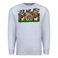 Heather Grey Western Mom With Spotted Pig And Baby Pig Premium Sweatshirt - LillyAllenDesigns
