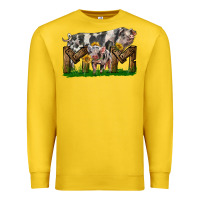 Lemon Western Mom With Spotted Pig And Baby Pig Premium Sweatshirt - LillyAllenDesigns