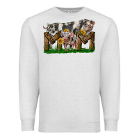 Oatmeal Heather Western Mom With Spotted Pig And Baby Pig Premium Sweatshirt - LillyAllenDesigns