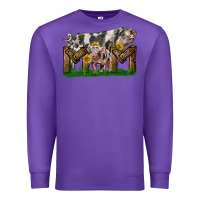 Purple Western Mom With Spotted Pig And Baby Pig Premium Sweatshirt - LillyAllenDesigns