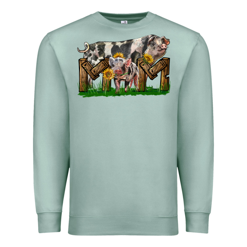 Western Mom With Spotted Pig And Baby Pig Premium Sweatshirt by LillyAllenDesigns | Teevron