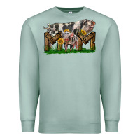 Seafoam Western Mom With Spotted Pig And Baby Pig Premium Sweatshirt - LillyAllenDesigns