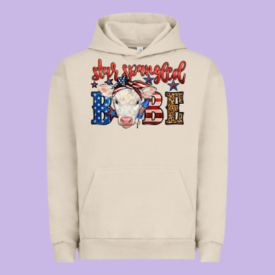 Western Star Spangled Baby Cow Urban Hoodie Designed By Lillyallendesigns