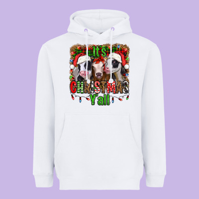 It's Christmas Y'all Heifers Heavyweight Hoodie Designed By Jasminsmagicworld