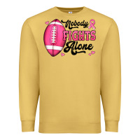 Antique Gold nobody fights alone pink football breast cancer awareness Premium Sweatshirt - Jasminsmagicworld