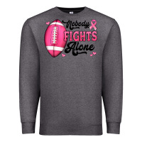 Charcoal Heather nobody fights alone pink football breast cancer awareness Premium Sweatshirt - Jasminsmagicworld