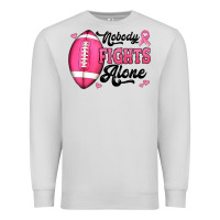 Dove Grey nobody fights alone pink football breast cancer awareness Premium Sweatshirt - Jasminsmagicworld