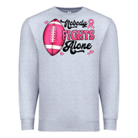 Heather Grey nobody fights alone pink football breast cancer awareness Premium Sweatshirt - Jasminsmagicworld