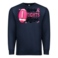Navy nobody fights alone pink football breast cancer awareness Premium Sweatshirt - Jasminsmagicworld
