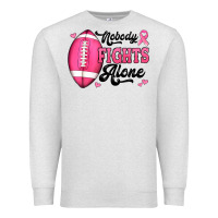 Oatmeal Heather nobody fights alone pink football breast cancer awareness Premium Sweatshirt - Jasminsmagicworld