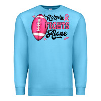 Ocean Blue nobody fights alone pink football breast cancer awareness Premium Sweatshirt - Jasminsmagicworld