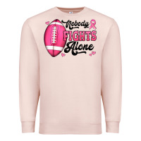 Pale Pink nobody fights alone pink football breast cancer awareness Premium Sweatshirt - Jasminsmagicworld
