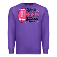 Purple nobody fights alone pink football breast cancer awareness Premium Sweatshirt - Jasminsmagicworld