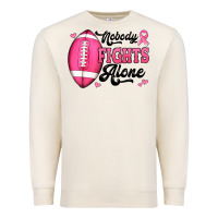 Sandshell nobody fights alone pink football breast cancer awareness Premium Sweatshirt - Jasminsmagicworld