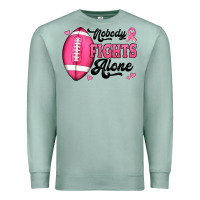 Seafoam nobody fights alone pink football breast cancer awareness Premium Sweatshirt - Jasminsmagicworld