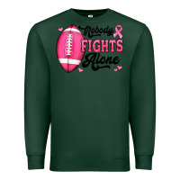 Sports Green nobody fights alone pink football breast cancer awareness Premium Sweatshirt - Jasminsmagicworld