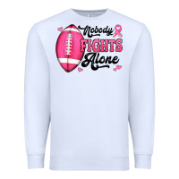 White nobody fights alone pink football breast cancer awareness Premium Sweatshirt - Jasminsmagicworld