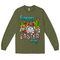 Army Green Happy Easter Day Rodeo Long Sleeve Tee - Neo Western