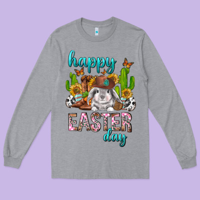 Happy Easter Day Rodeo Long Sleeve Tee Designed By Neo Western