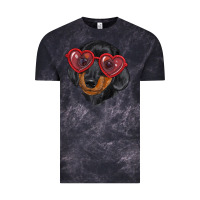 Cloud Black Dachshund with love glasses Vintage Tee - RanaPortraitStore