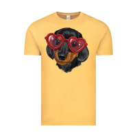 Vintage Mustard Dachshund with love glasses Vintage Tee - RanaPortraitStore