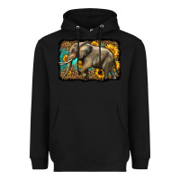Black western sunflowers elephant Heavyweight Hoodie - LillyAllenDesigns