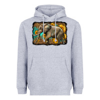 Heather Grey western sunflowers elephant Heavyweight Hoodie - LillyAllenDesigns