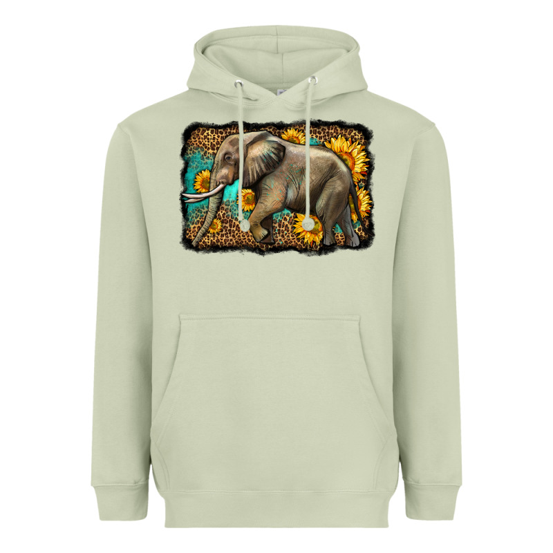 Western Sunflowers Elephant Heavyweight Hoodie by LillyAllenDesigns | Teevron