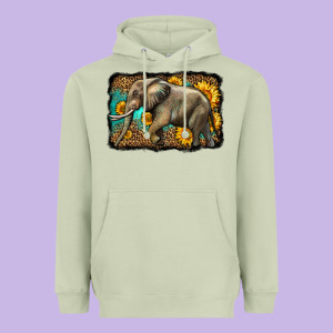 Western Sunflowers Elephant Heavyweight Hoodie Designed By Lillyallendesigns
