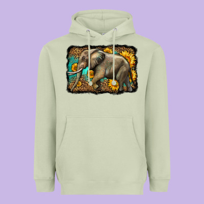 Western Sunflowers Elephant Heavyweight Hoodie Designed By Lillyallendesigns