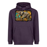 Plum western sunflowers elephant Heavyweight Hoodie - LillyAllenDesigns