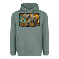 Sage western sunflowers elephant Heavyweight Hoodie - LillyAllenDesigns