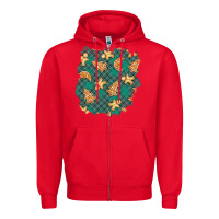 Red christmas gingerbread cookies patch Zipper Hoodie - BundleAndBundleShop