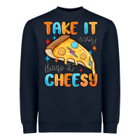 Navy take it easy keep it cheesy Heavyweight Sweatshirt - MaliasSmallBusiness