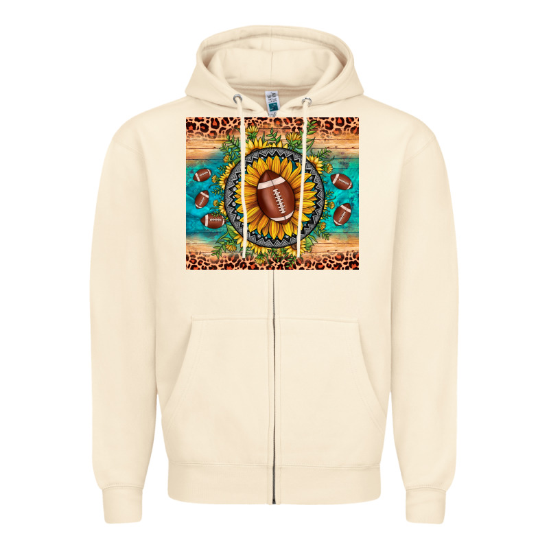 Football Leopard Turquoise Sunflower Zipper Hoodie by JahusDesignShop | Teevron